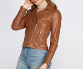 Veste de moto en similicuir Kick It Up A Notch